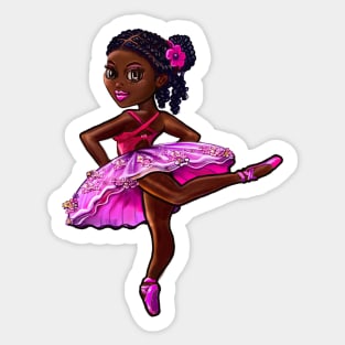 Cute African American cartoon anime ballerina loves to dance ballet Sticker